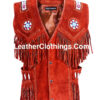 Cowgirl Western Vest Red Suede