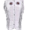 Elite Western Cowgirl White Leather Fringes Vest