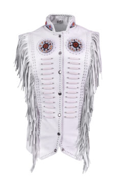 Elite Western Cowgirl White Leather Fringes Vest