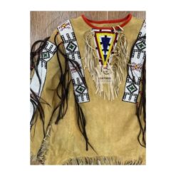 Native American Indian Beaded Shirt Suede Sioux War Shirt SWS1 Front Side