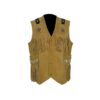 Western Cowgirl Camel Brown Suede Vest With Fringes
