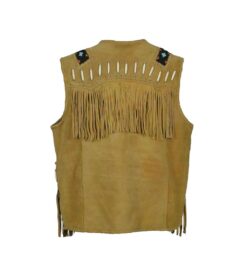 Western Cowgirl Camel Brown Suede Vest With Fringes