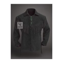 Woman Black Western Shirt With Fringes and Point Collar