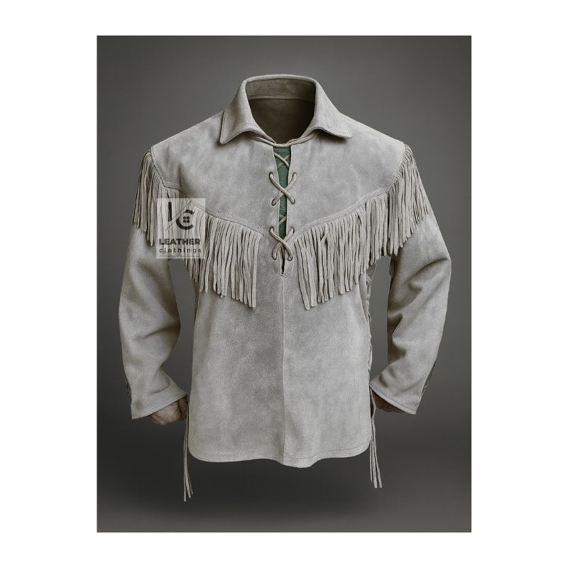 Woman Light Western Shirt With Fringes and Point Collar