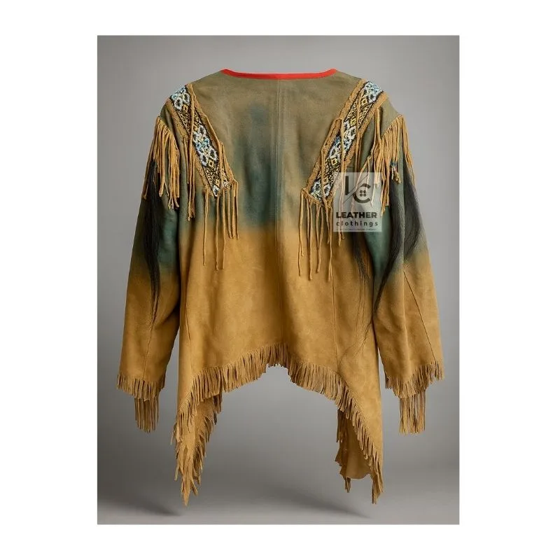 Woman Native American Indian Beaded Shirt Suede Sioux War Shirt WSWS2 Back Side