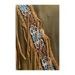Woman Native American Indian Beaded Shirt Suede Sioux War Shirt WSWS2 Close Up