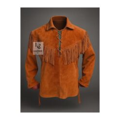 Woman Reddish Brown Western Shirt With Fringes and Point Collar
