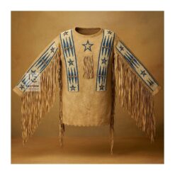 Woman Sioux Western Native American Indian Suede Shirt With Beads and Fringes WSWS21