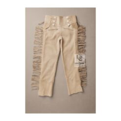 Woman's Western Beige Pant Native Indian Suede Leather Fringes Pant WSP21