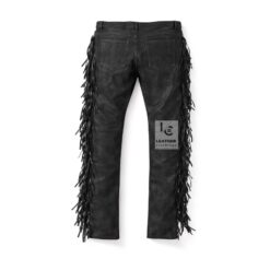 Woman's Western Black Suede Fringes Native Indian Pant WSP22 Backside