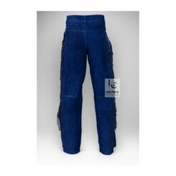 Woman's Western Blue Suede Fringes Pant WSP8C