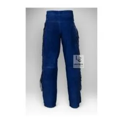 Woman's Western Blue Suede Fringes Pant WSP8C