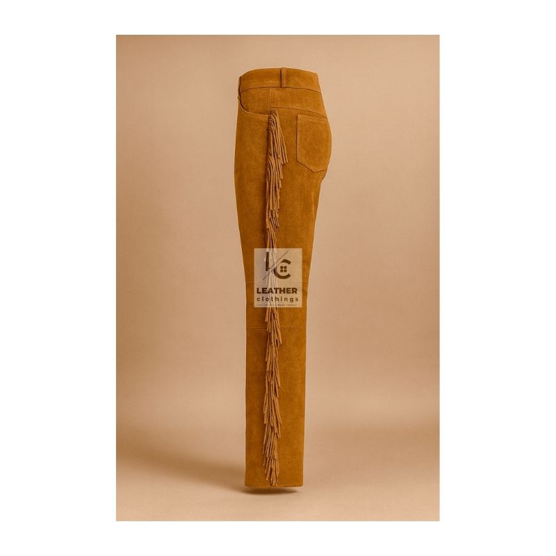 Woman's Western Brown Suede Fringes Pant WSP8B