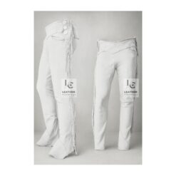 Woman's Western Gray Suede Leather Fringes Pant WSP19D