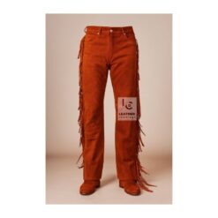 Woman's Western Rusty Brown Suede Leather Fringes Cowgirl Pant WSP13