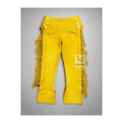 Woman's Western Yellow Suede Fringes Pant WSP119Y Front Side