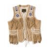 Cowgirl Western Beaded Beige Suede Fringes Vest