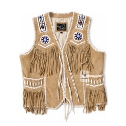 Cowgirl Western Beaded Beige Suede Fringes Vest