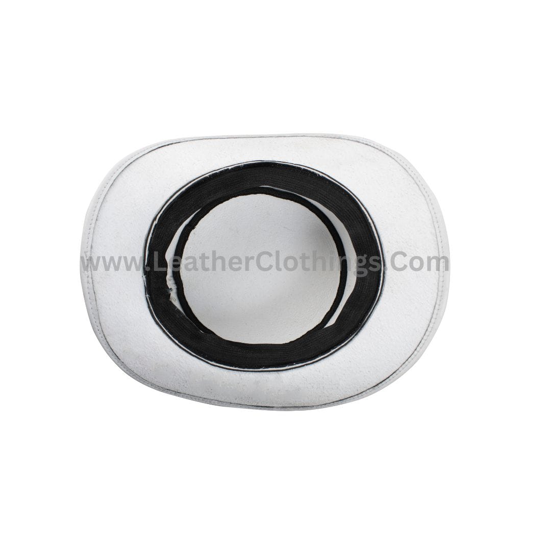 El Dorado White Leather Top Hat With Simple Band | TH121B