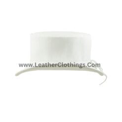 El Dorado White Leather Top Hat With Simple Band | TH121B