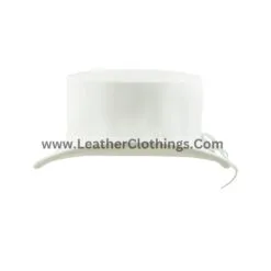 El Dorado White Leather Top Hat With Simple Band | TH121B