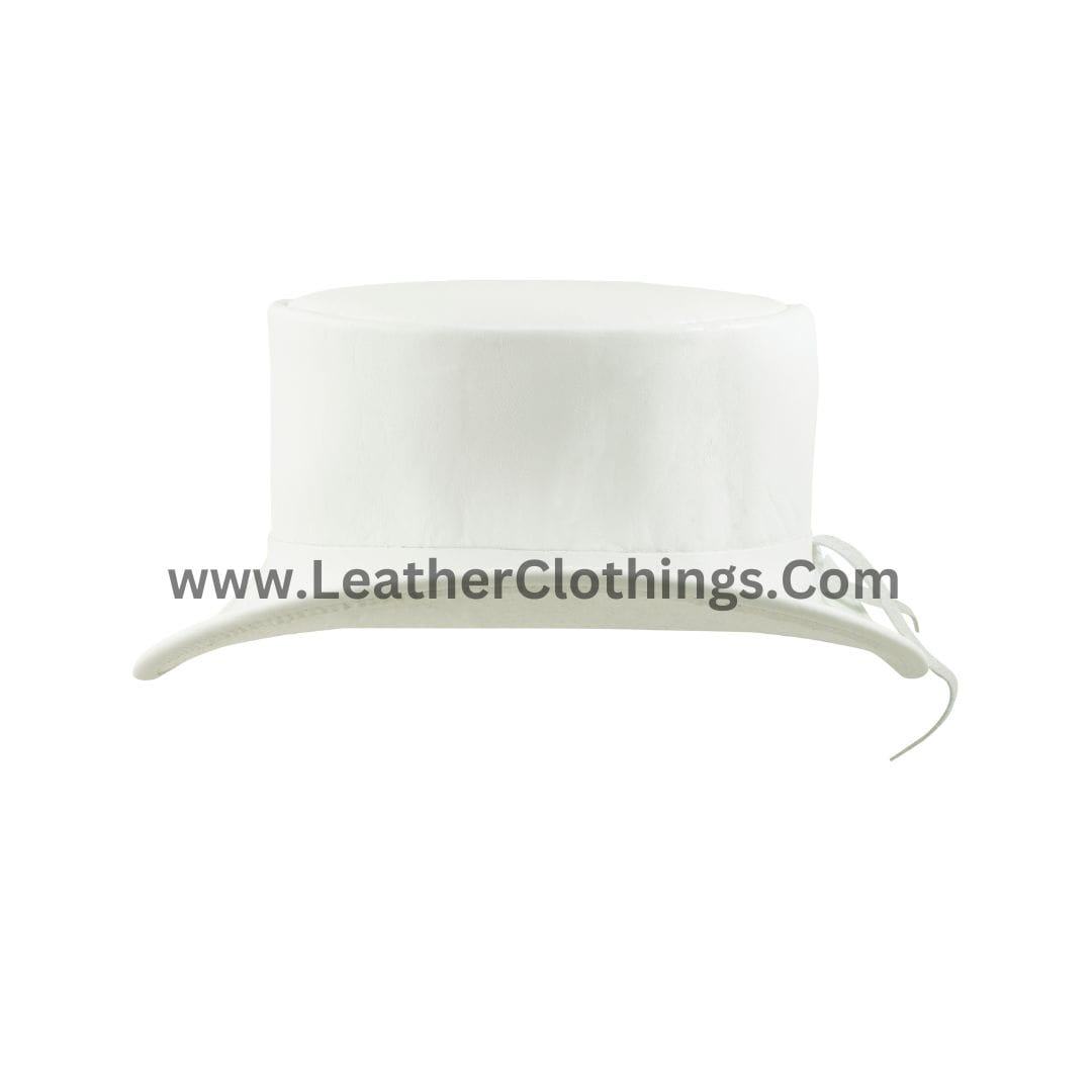 El Dorado White Leather Top Hat With Simple Band | TH121B