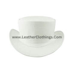 El Dorado White Leather Top Hat With Simple Band | TH121B