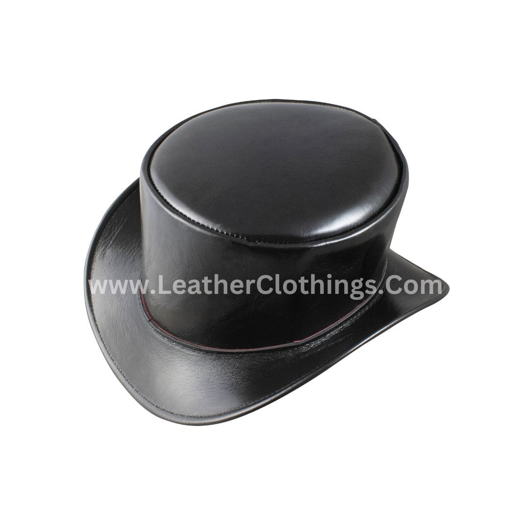 El Dorado Black Leather Top Hat with Red Lining | THRL2