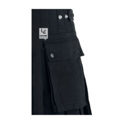 Scottish style black utility kilt for men with modern tactical design