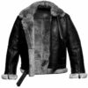 Men's RAF Aviator B3 Bomber Black Leather Shearling Jacket