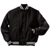 All Black Wool Varsity Jacket Mens - Black Varsity Letterman Jacket
