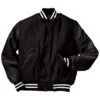 All Black Wool Varsity Jacket Mens - Black Varsity Letterman Jacket