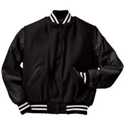 All Black Wool Varsity Jacket Mens - Black Varsity Letterman Jacket