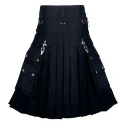 Men's Black Scottish Utility Cotton Kilt - Punk Gothic | MUK6