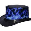 Printed Hell Fire And Skull Leather Top Hat