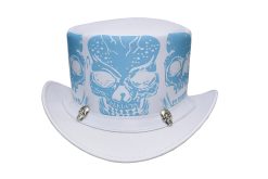 White Top Hat With Skull print