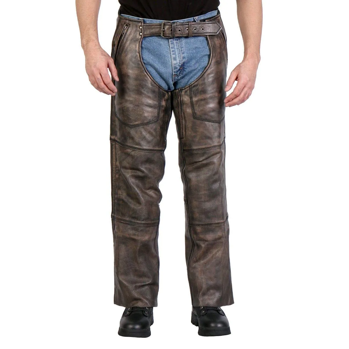 Brown Leather Riding Chaps For Mens