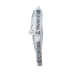 Men’s white musician suit with musical notes side view