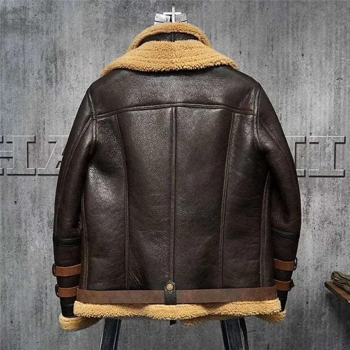 Men's B3 Bomber Aviator Jacket - Real Sheepskin Jacket | MSJ28 - Image 2