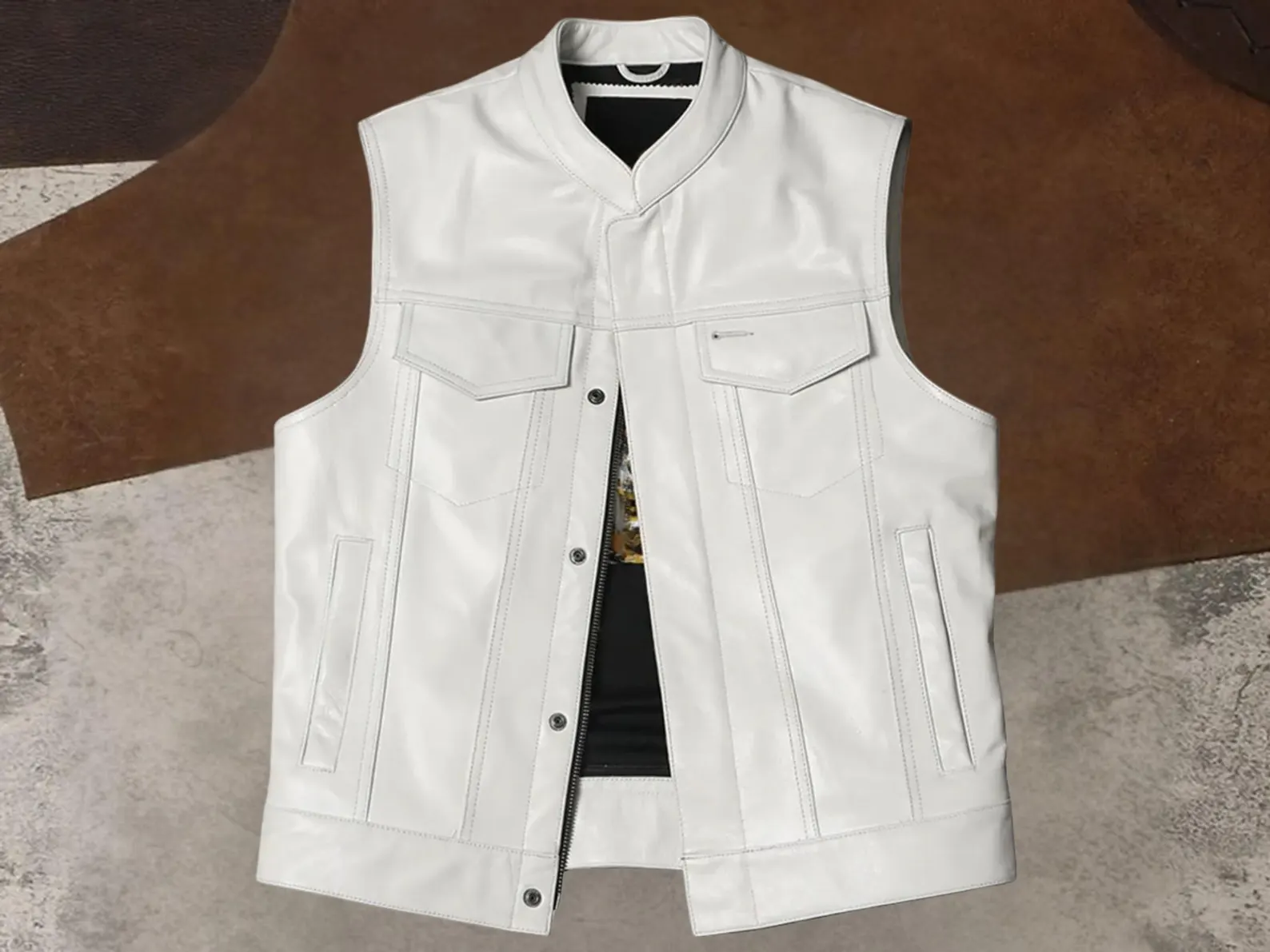 Biker Club style leather vest for Men
