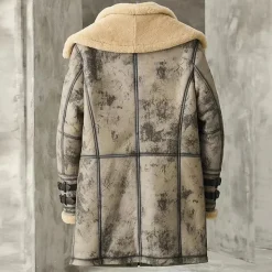 Alternative view of Real Sheepskin Aviator Coat - Leather Long Coat | MSJ18