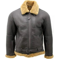 Real Sheepskin Bomber Jacket - WW2 Bomber Leather Jacket for Mens