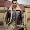 Shearling Bomber Leather Jacket - Mens Aviator Jacket