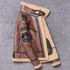 Alternative view of Men's Genuine Leather Shearling Bomber Aviator Jacket Sheepskin Coat | MSJ1