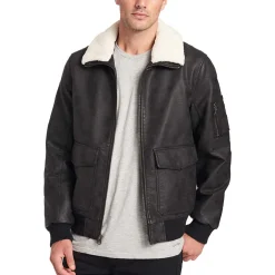 Shearling Leather Jacket Men - Shearling Collar