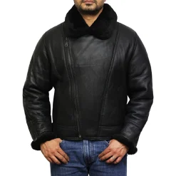 Alternative view of Best Shearling Flight Jacket - Black Sheepskin Jacket | MSJ5