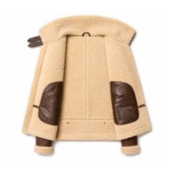 Men's Genuine Leather Shearling Bomber Aviator Jacket Sheepskin Coat Inner view