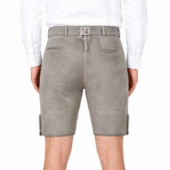 Back view of Men’s Grey Leather Lederhosen with adjustable waist lace