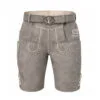 Men’s Grey Leather Lederhosen featuring floral embroidery