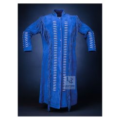 Cowgirl Suede Long Coat With Fringes And Beads